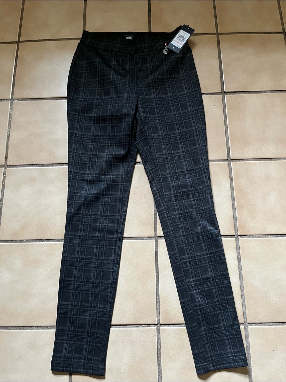 Tommy Hilfiger Black Plaid Slim Dress Pants
